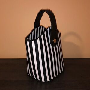 *SOLD* Black & White Stripe Handbag with Removable Strap